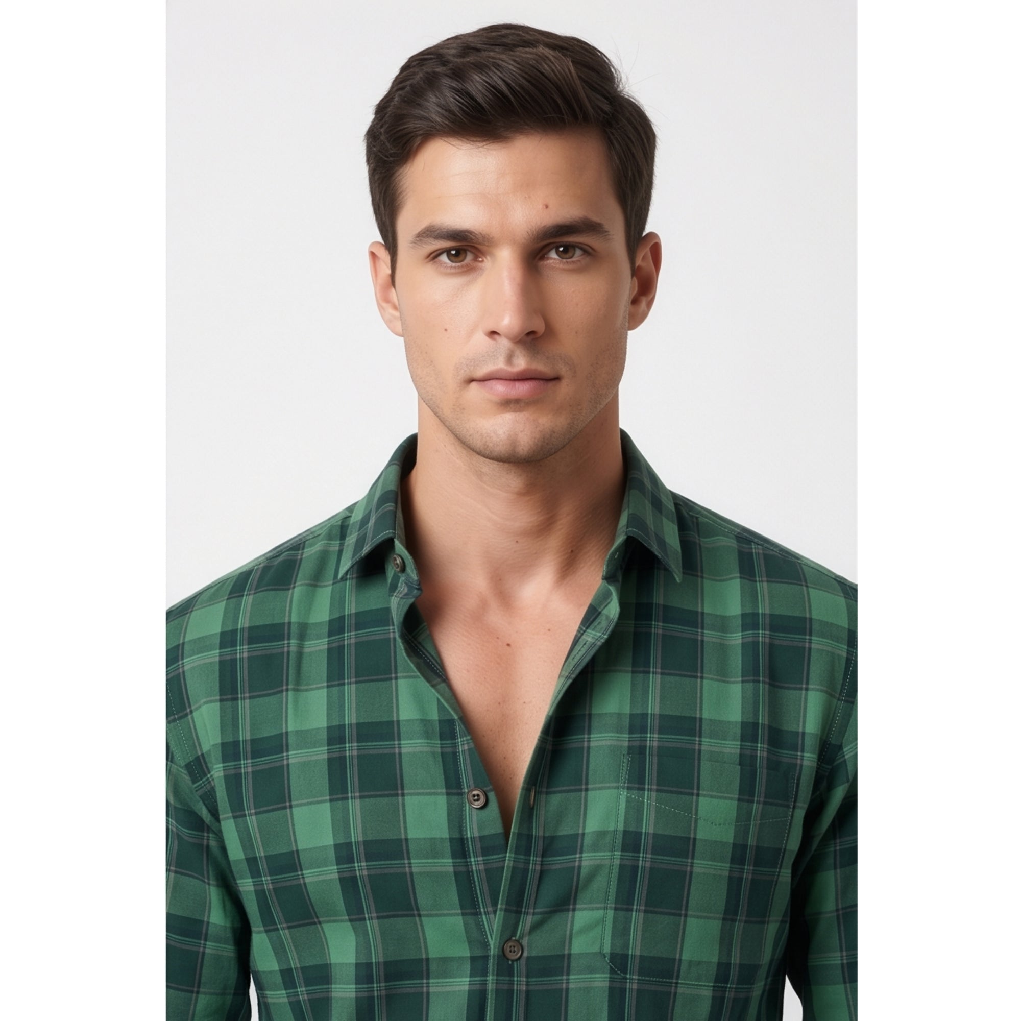 Paul Joness Men's Cotton Check Shirt Forest Green