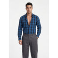 Paul Joness Men's Cotton Check Shirt Steel Blue