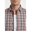 Paul Joness Men's Cotton Check Shirt Cream Burgundy