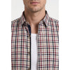 Paul Joness Men's Cotton Check Shirt Cream Burgundy