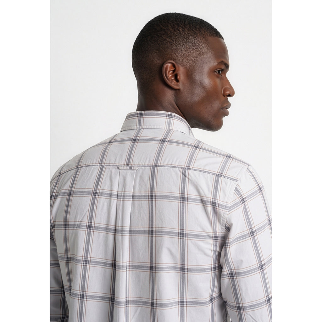 Paul Joness Men's Cotton Check Shirt Off White