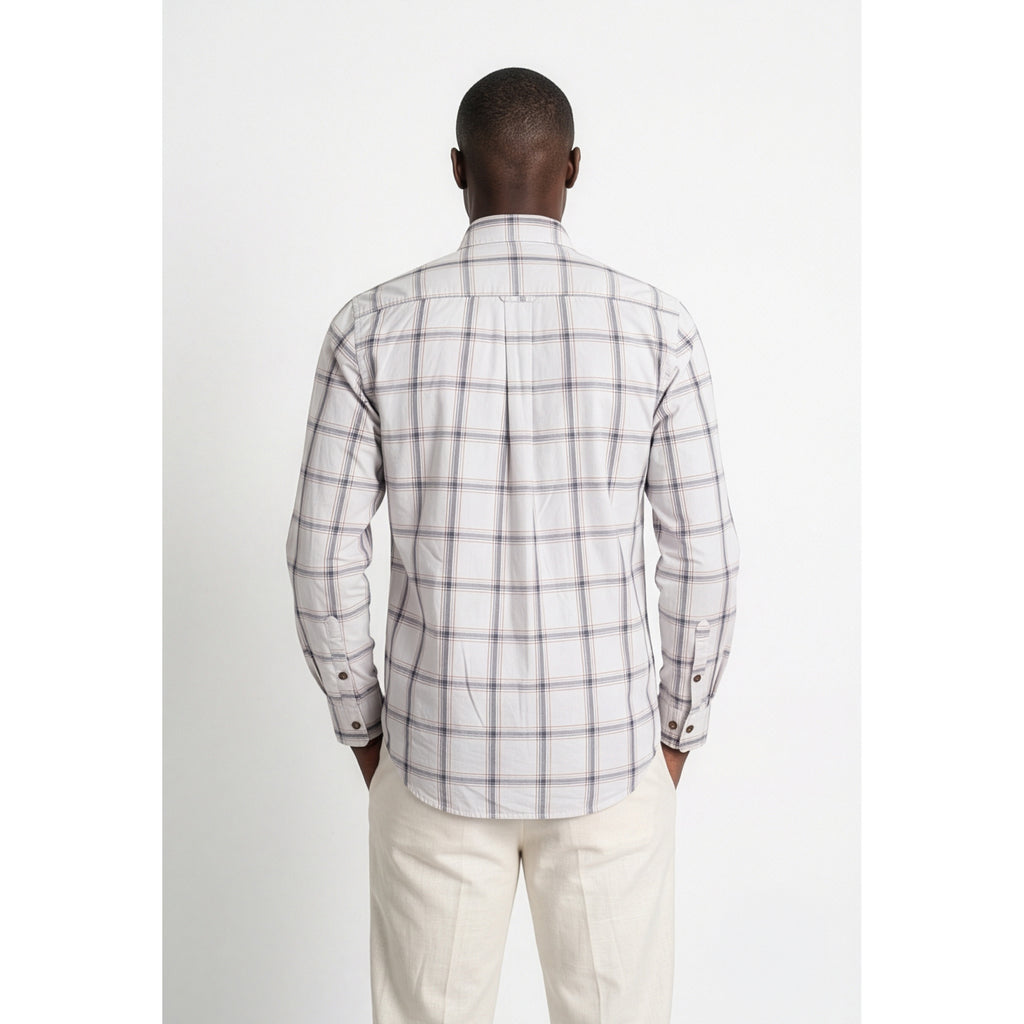 Paul Joness Men's Cotton Check Shirt Off White
