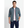 Paul Joness Men's Cotton Check Shirt Teal Burgundy