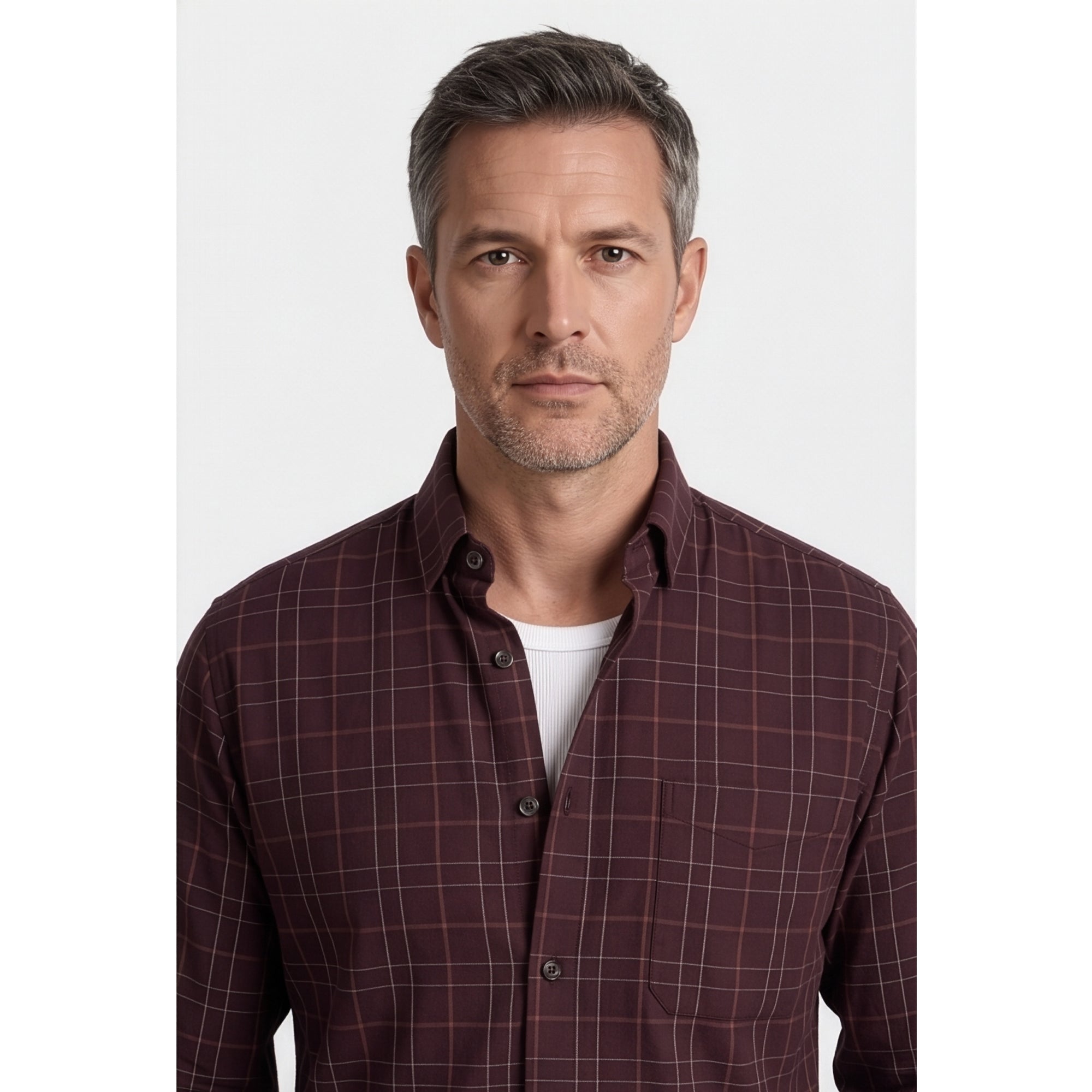 Paul Joness Men's Cotton Check Shirt Wine