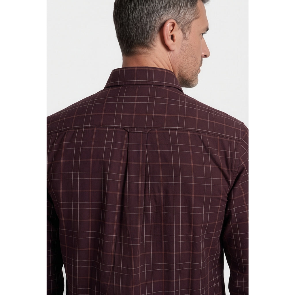 Paul Joness Men's Cotton Check Shirt Wine