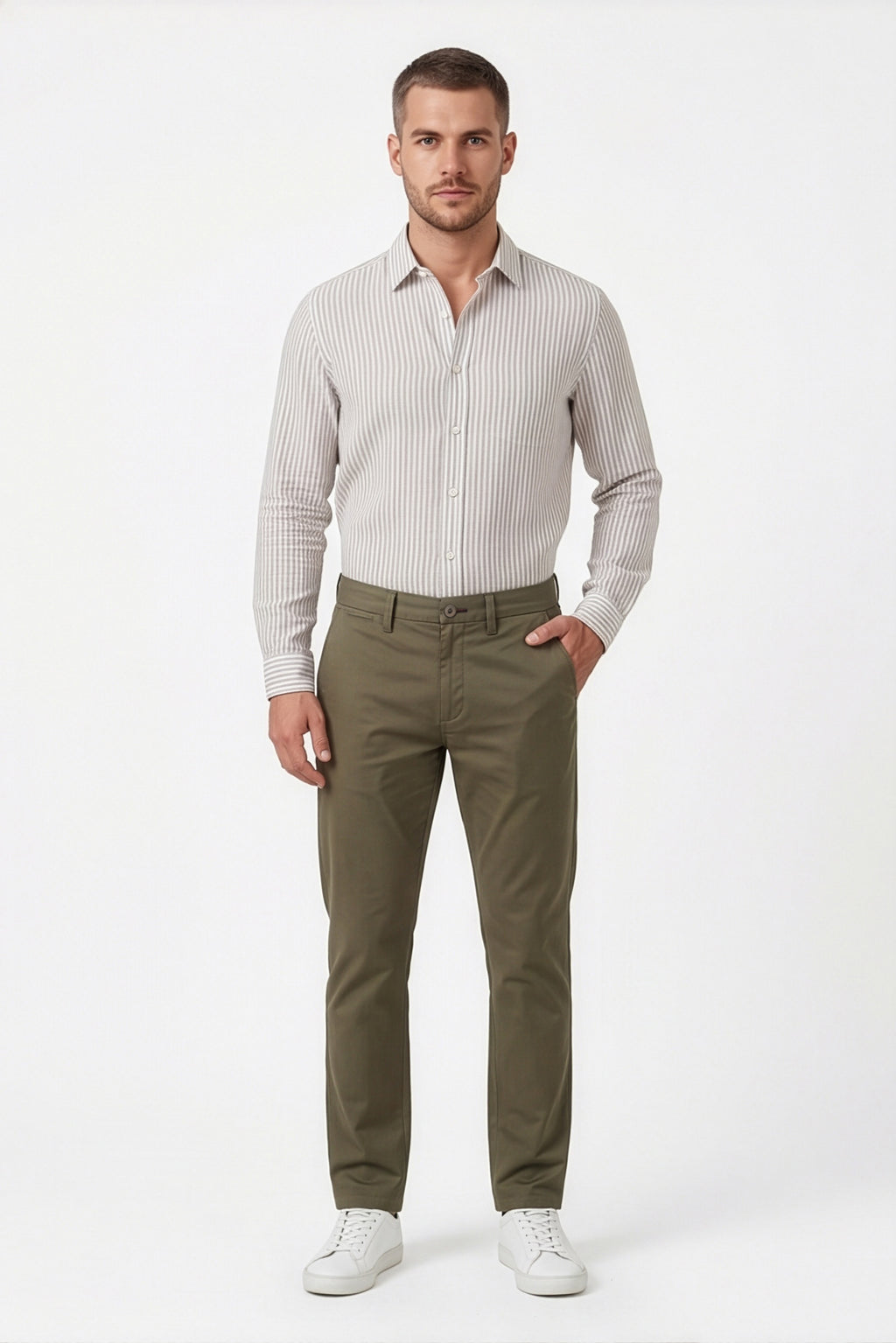 Paul Joness Men's China Bonding Chinos Olive