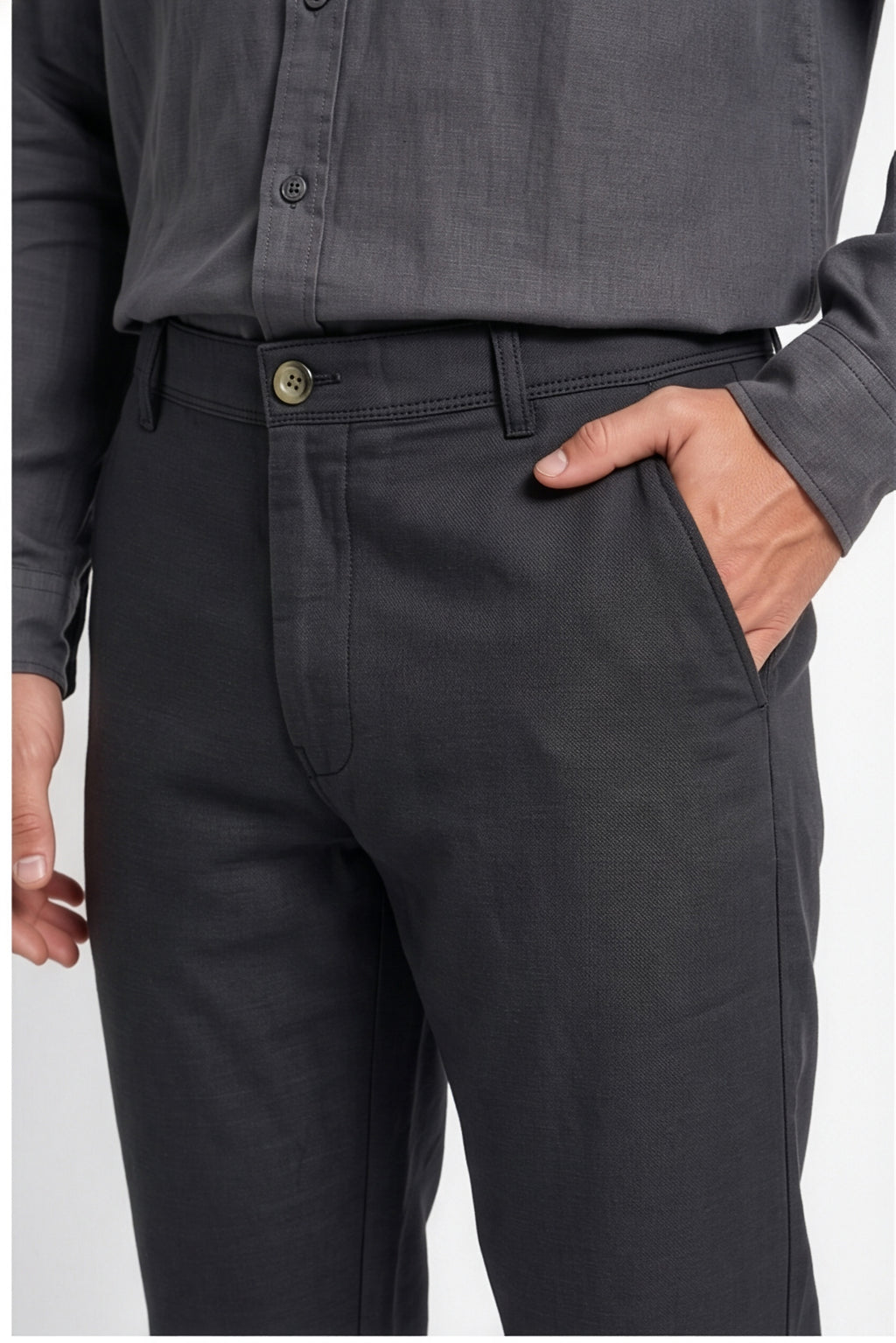 Paul Joness Men's Cotton Dobby Chinos Charcoal