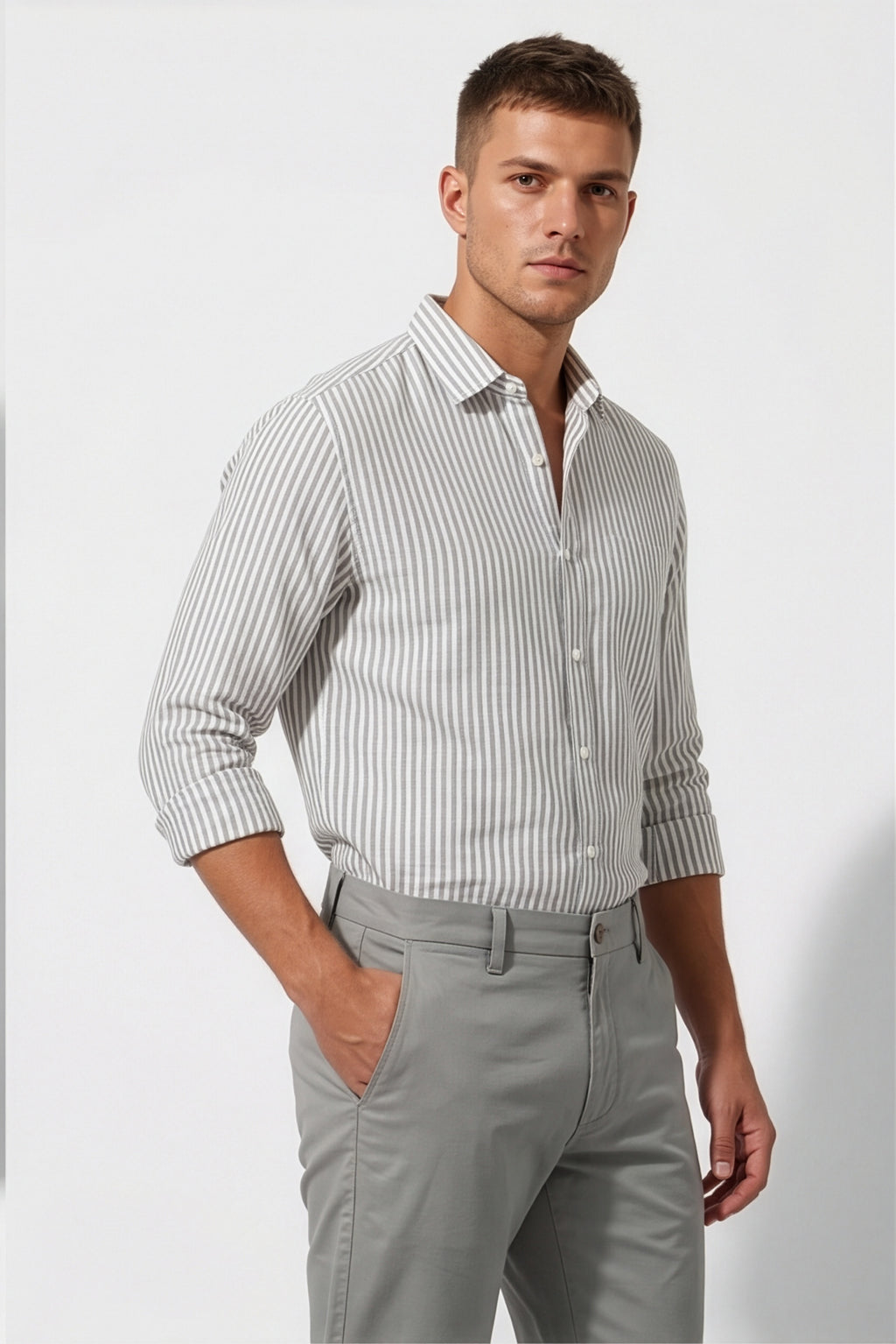 Paul Joness Men's China Bonding Chinos Light Grey