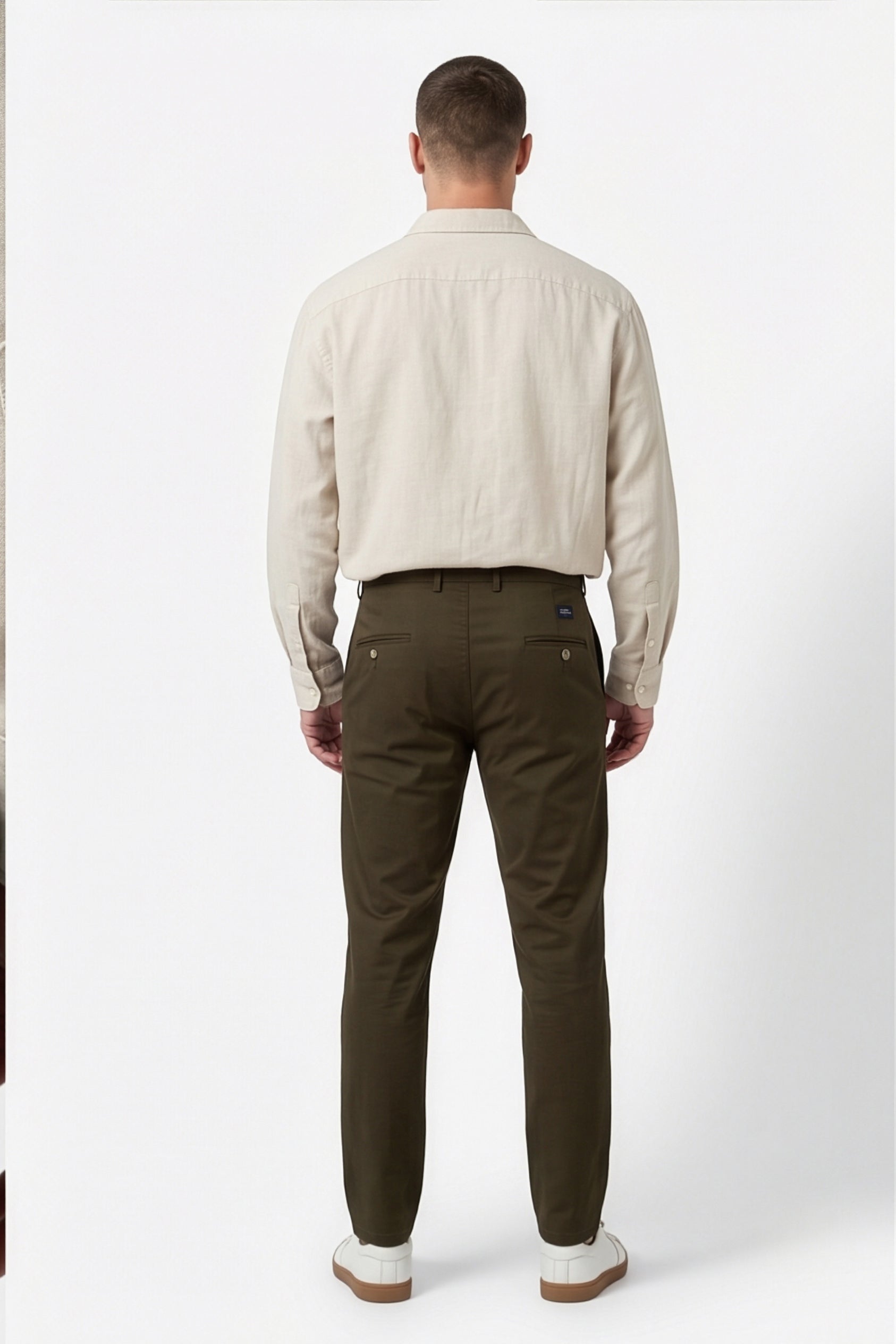 Paul Joness Men's Cotton Dobby Chinos Olive
