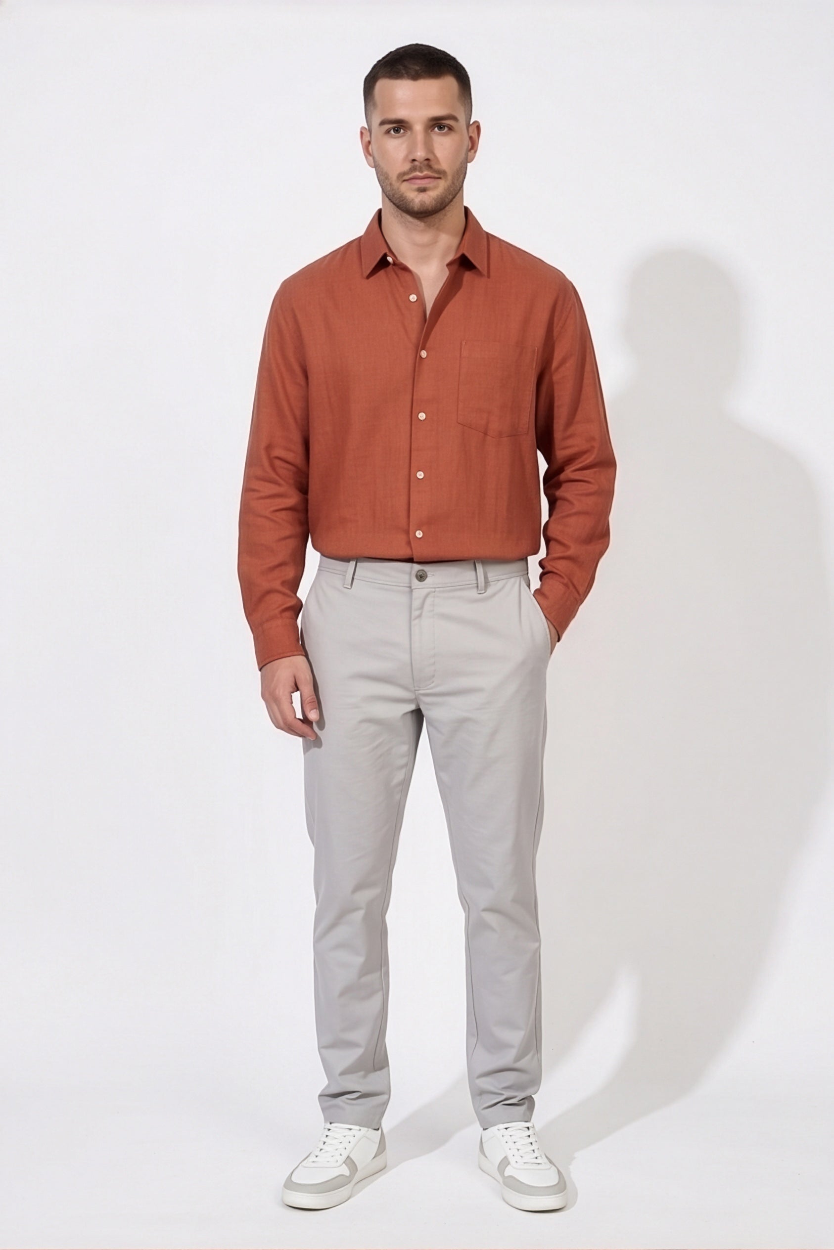 Paul Joness Men's Cotton Dobby Chinos Light Grey II
