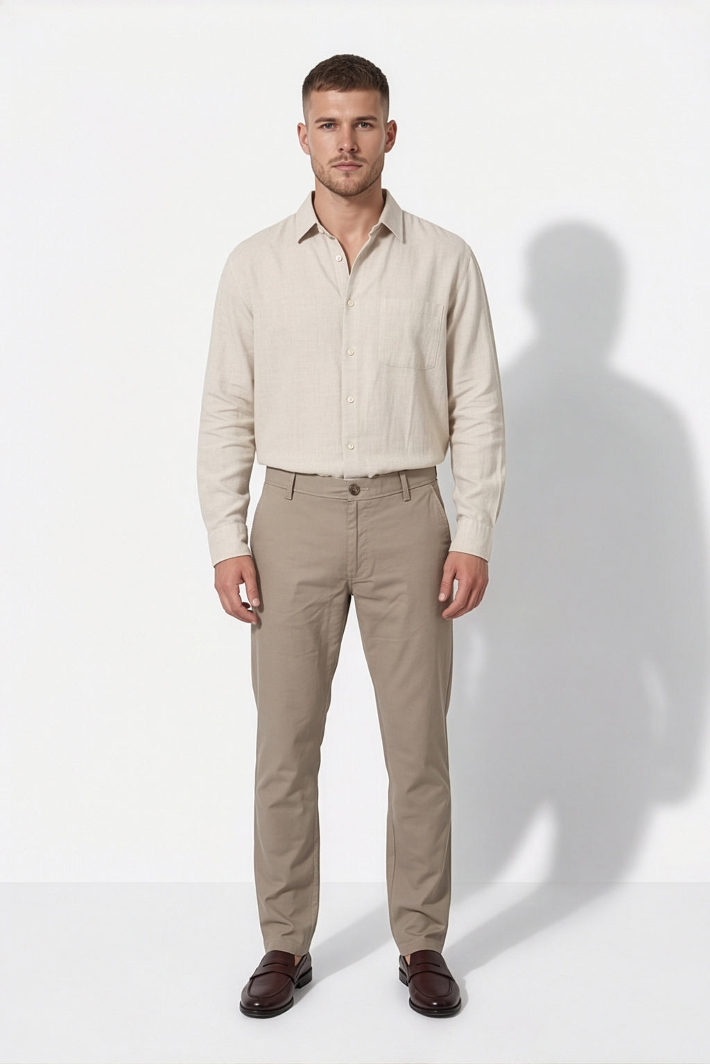 Paul Joness Men's Cotton Dobby Chinos Khaki
