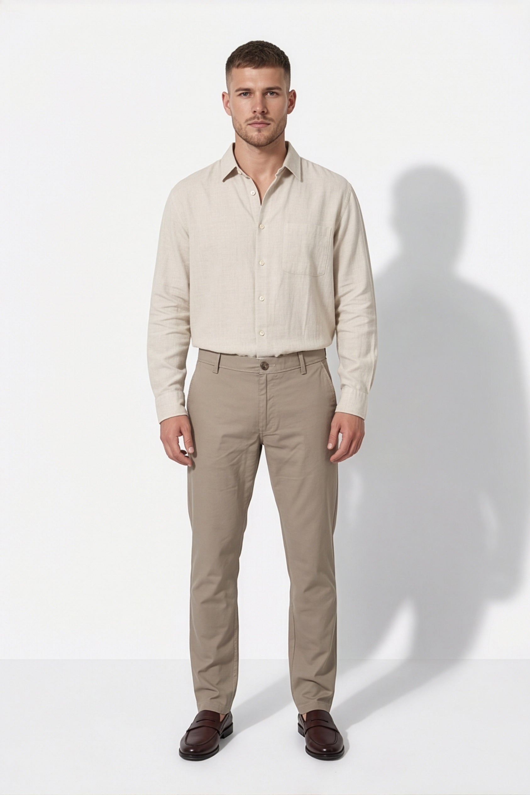 Paul Joness Men's Cotton Dobby Chinos Khaki