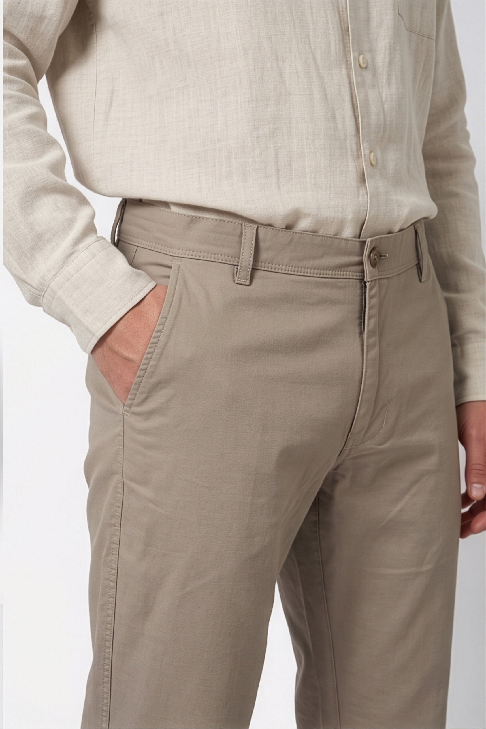 Paul Joness Men's Cotton Dobby Chinos Khaki