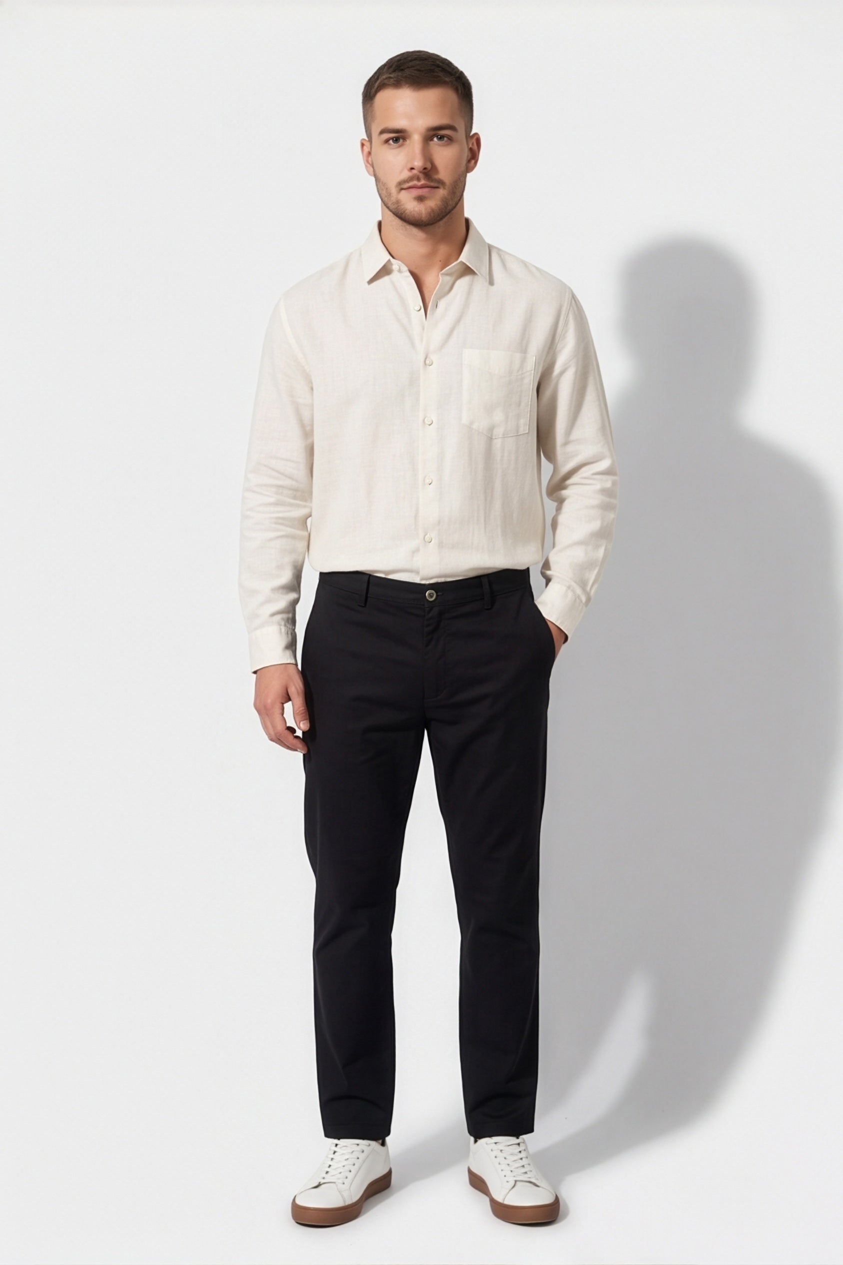 Paul Joness Men's Cotton Dobby Chinos Black