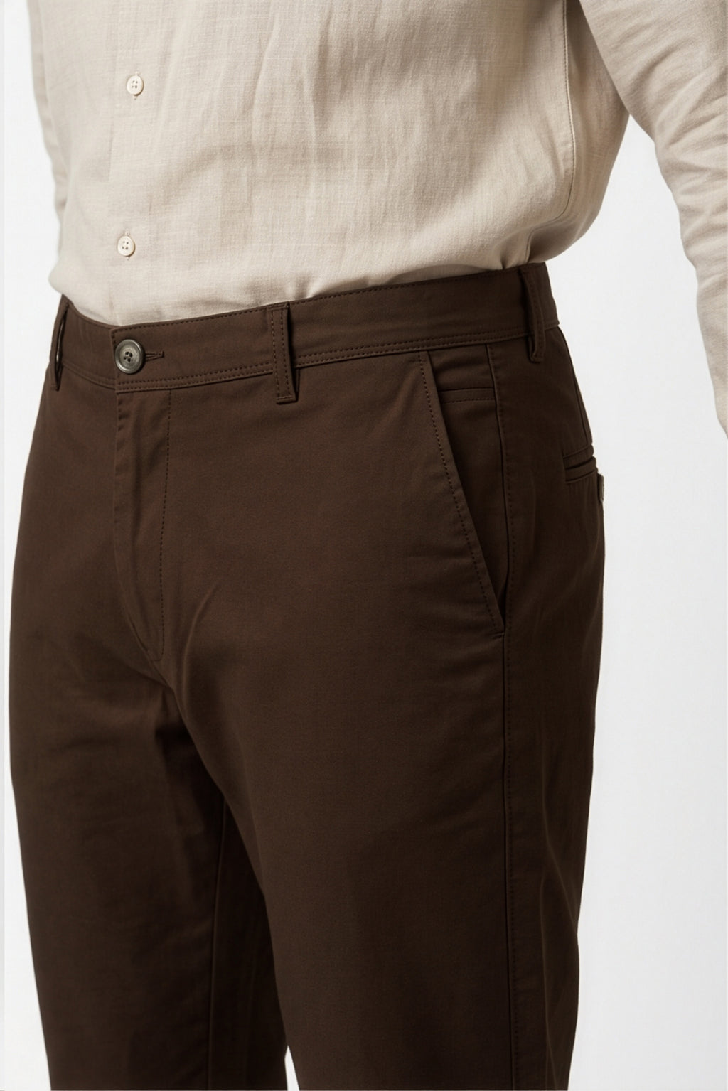 Paul Joness Men's Cotton Dobby Chinos Brown