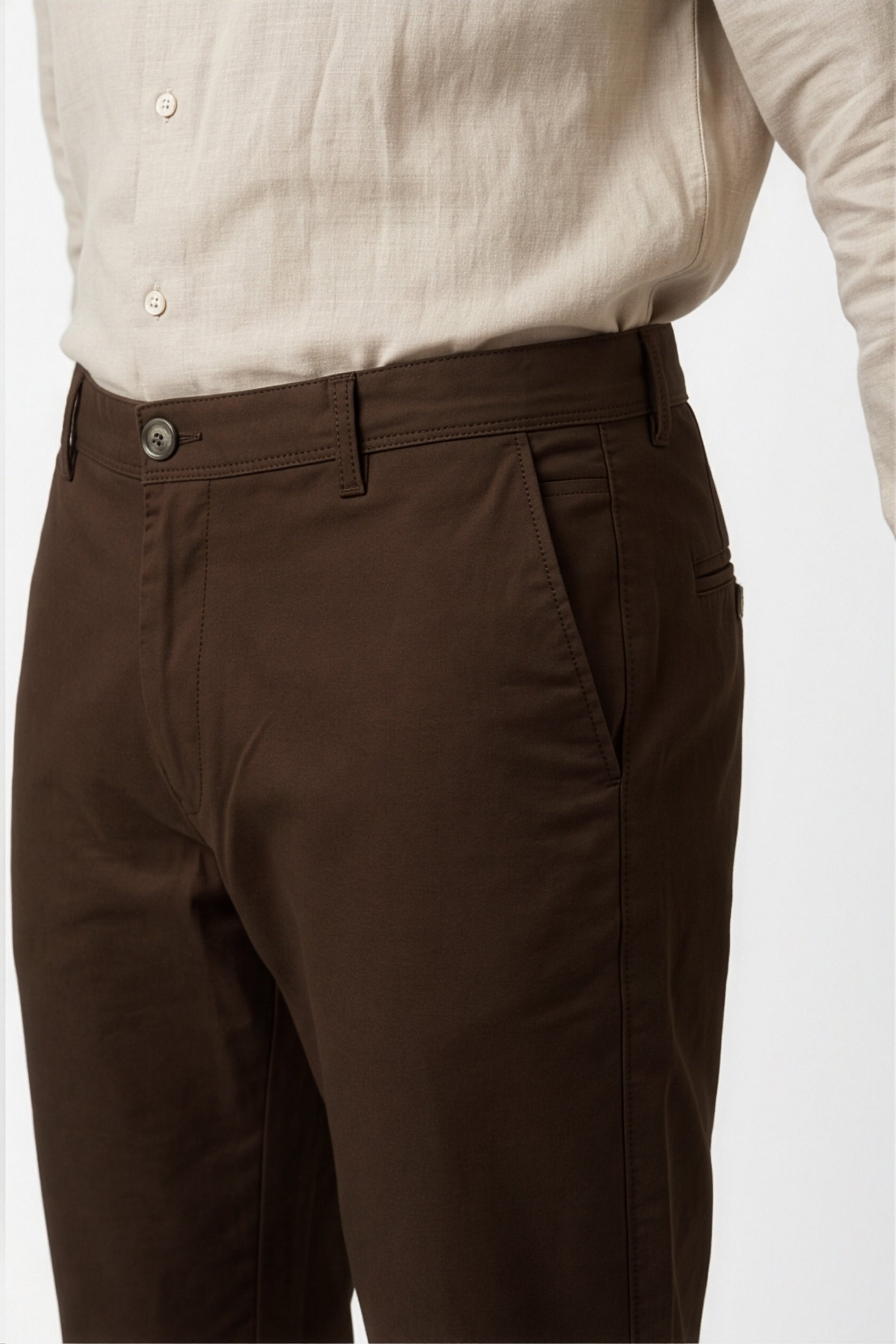 Paul Joness Men's Cotton Dobby Chinos Brown