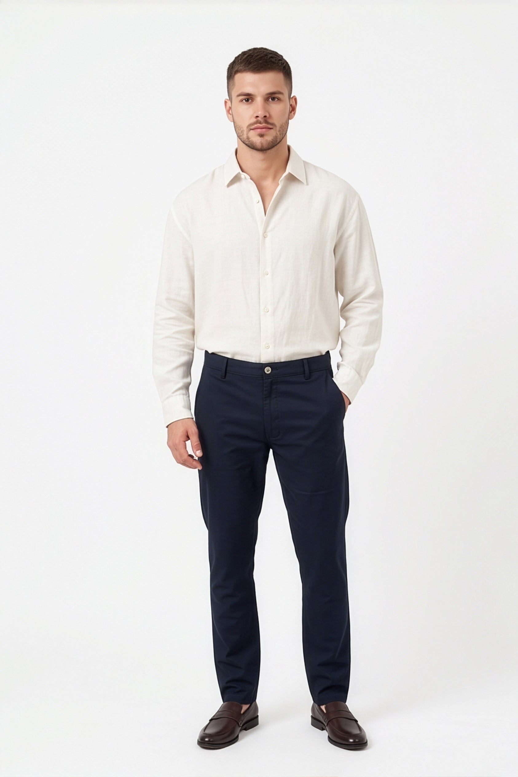 Paul Joness Men's Cotton Dobby Chinos Navy