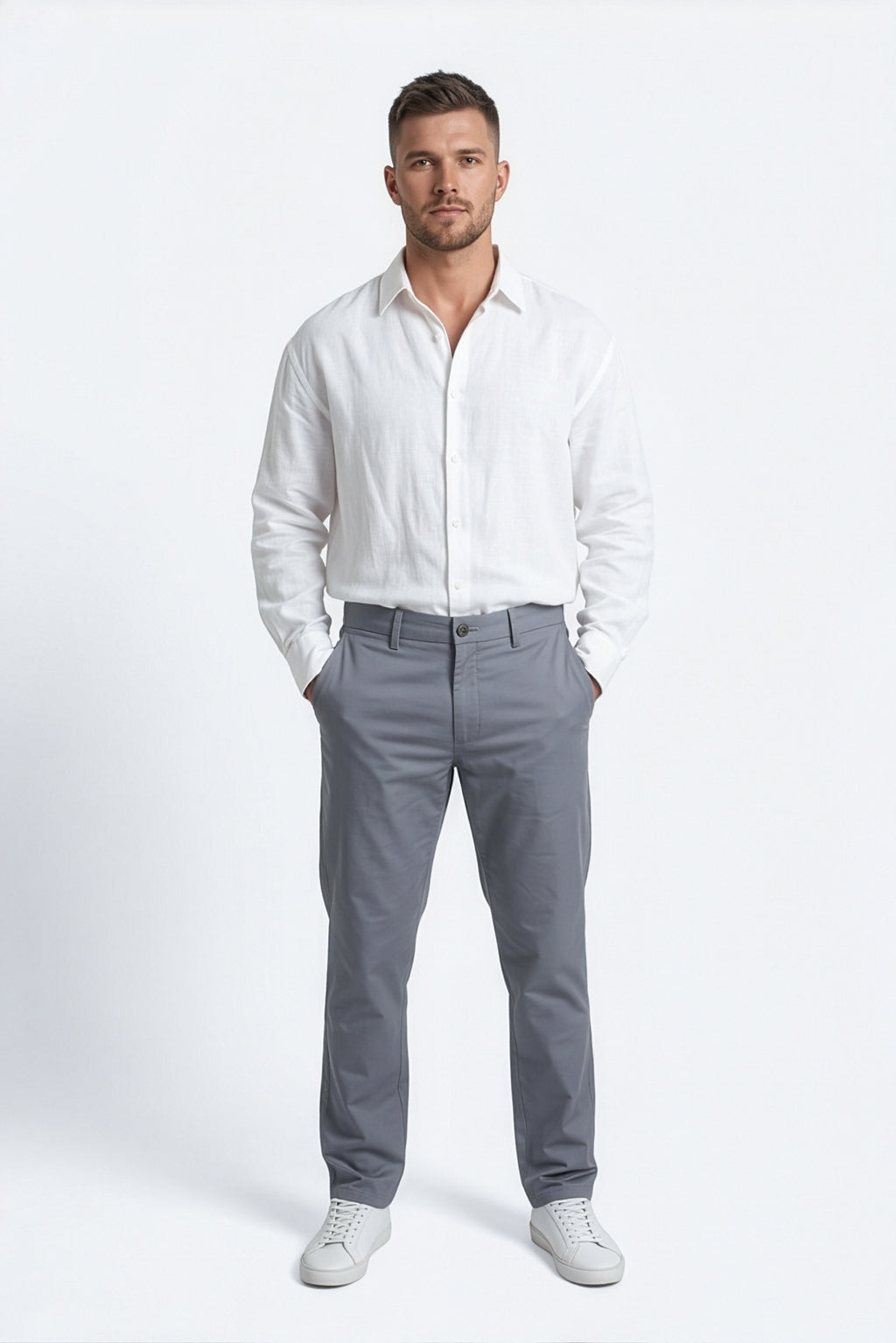 Paul Joness Men's Gap Twill Trouser Steel Blue