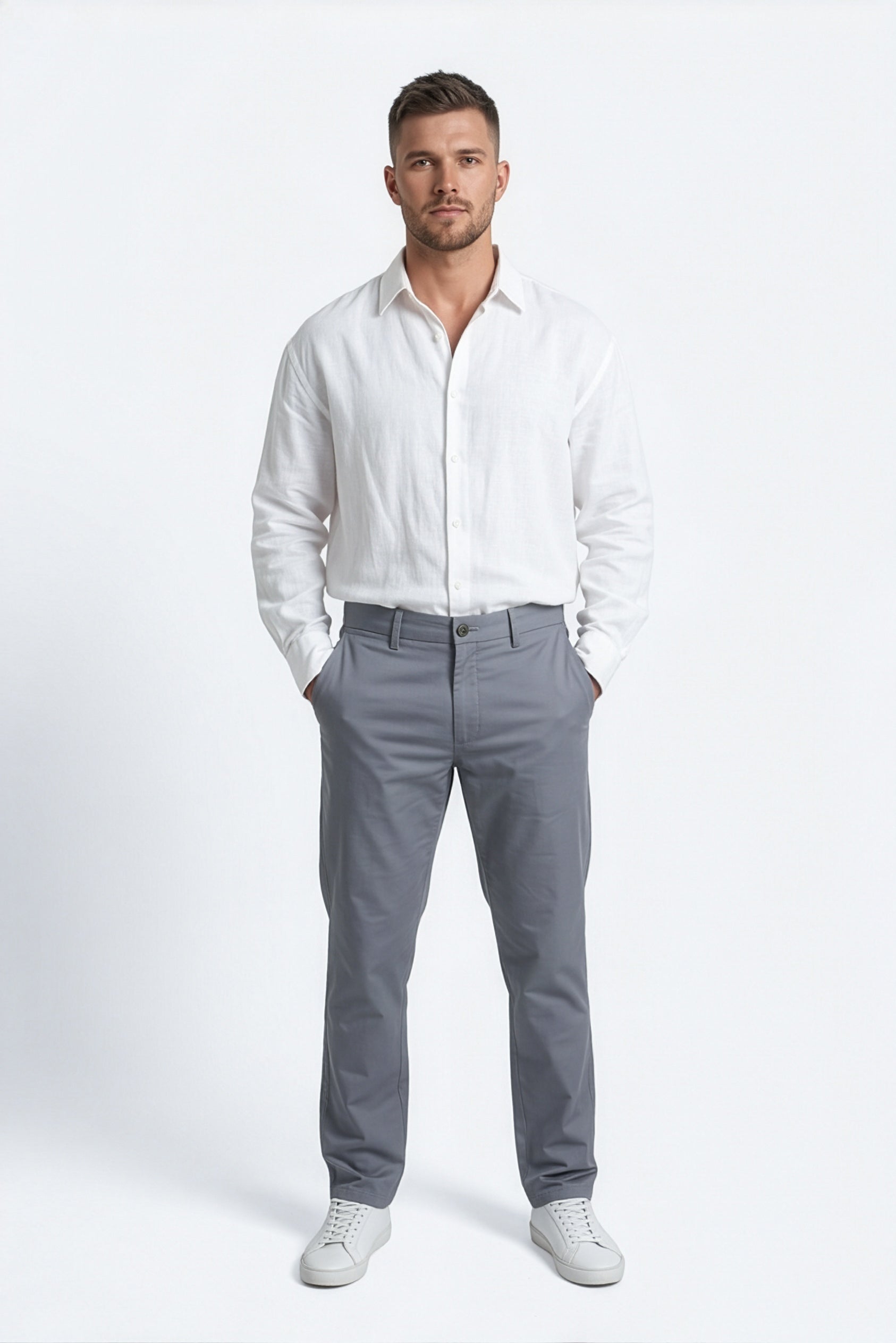 Paul Joness Men's Gap Twill Trouser Steel Blue