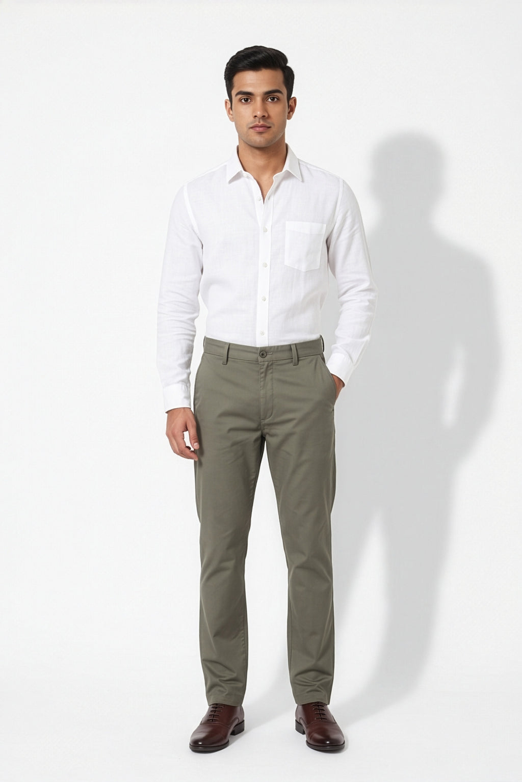 Paul Joness Men's Gap Twill Trouser Army Olive Slim