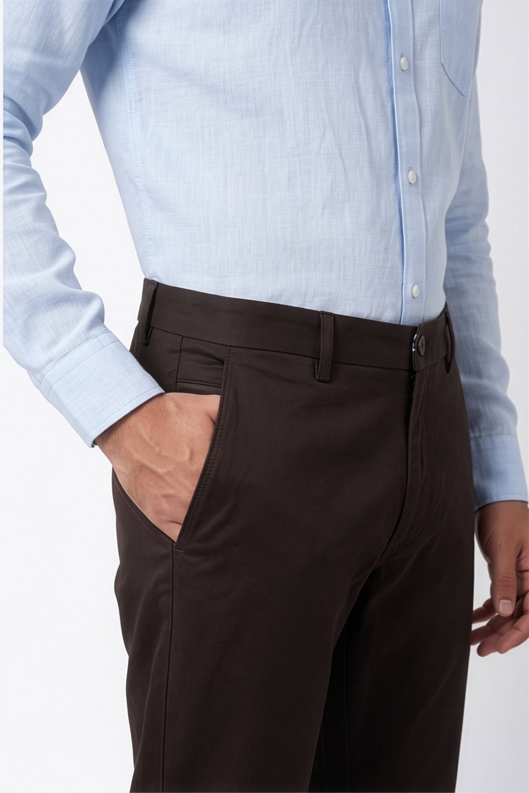 Paul Joness Men's Gap Twill Trouser Dark Brown Slim