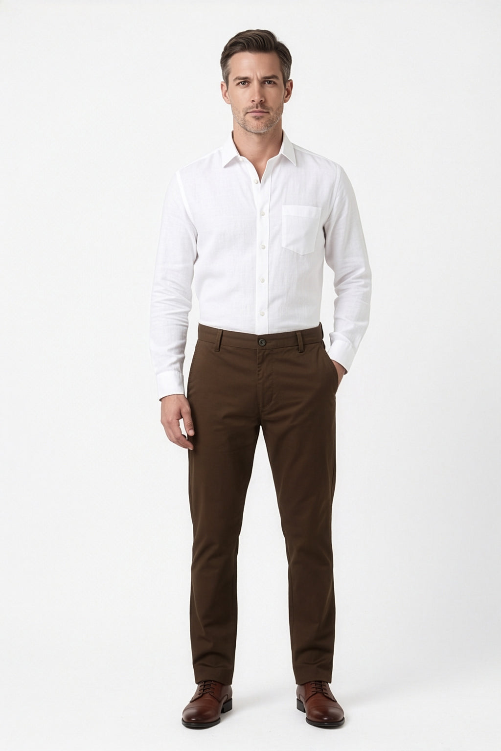 Paul Joness Men's Gap Twill Trouser Brown Slim