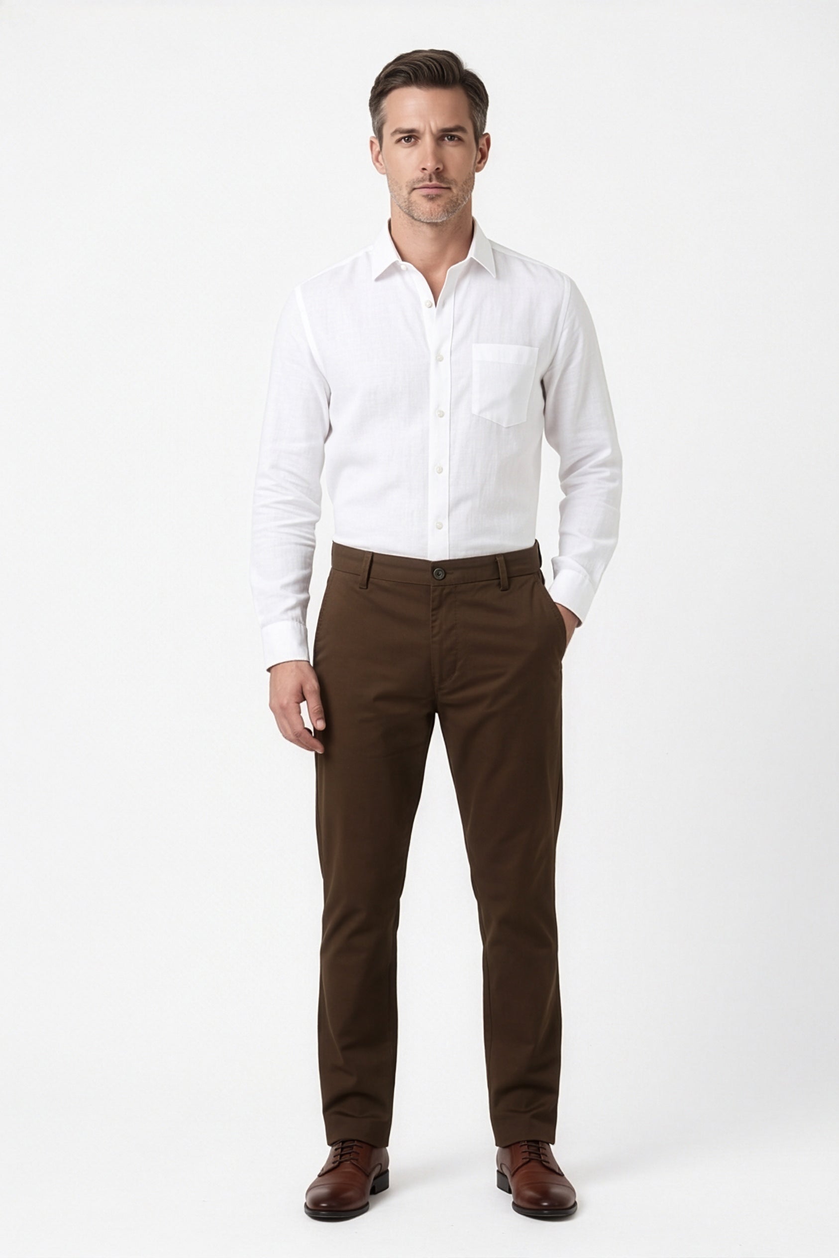 Paul Joness Men's Gap Twill Trouser Brown Slim