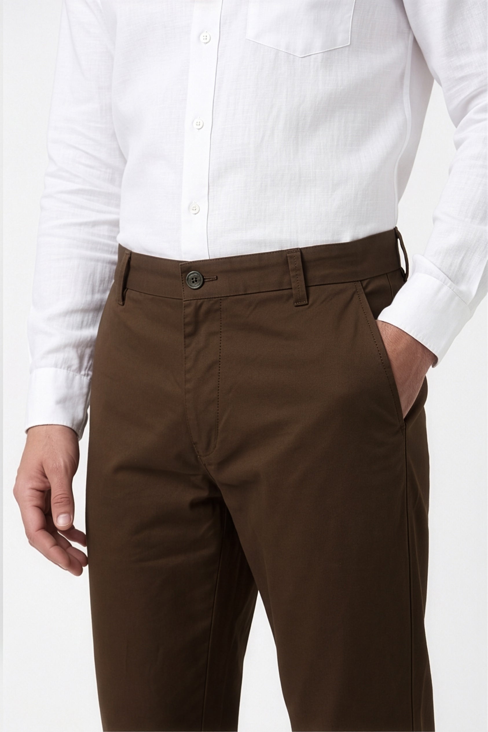 Paul Joness Men's Gap Twill Trouser Brown Slim