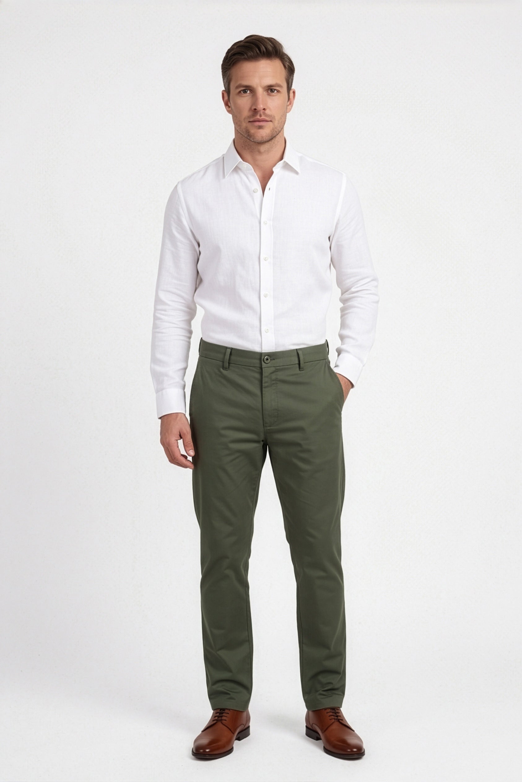 Paul Joness Men's Gap Twill Trouser Olive Slim