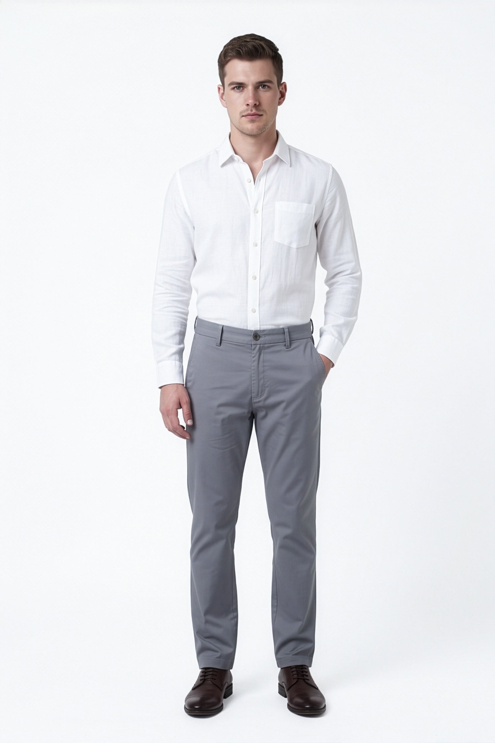 Paul Joness Men's Gap Twill Trouser Slate Grey Slim