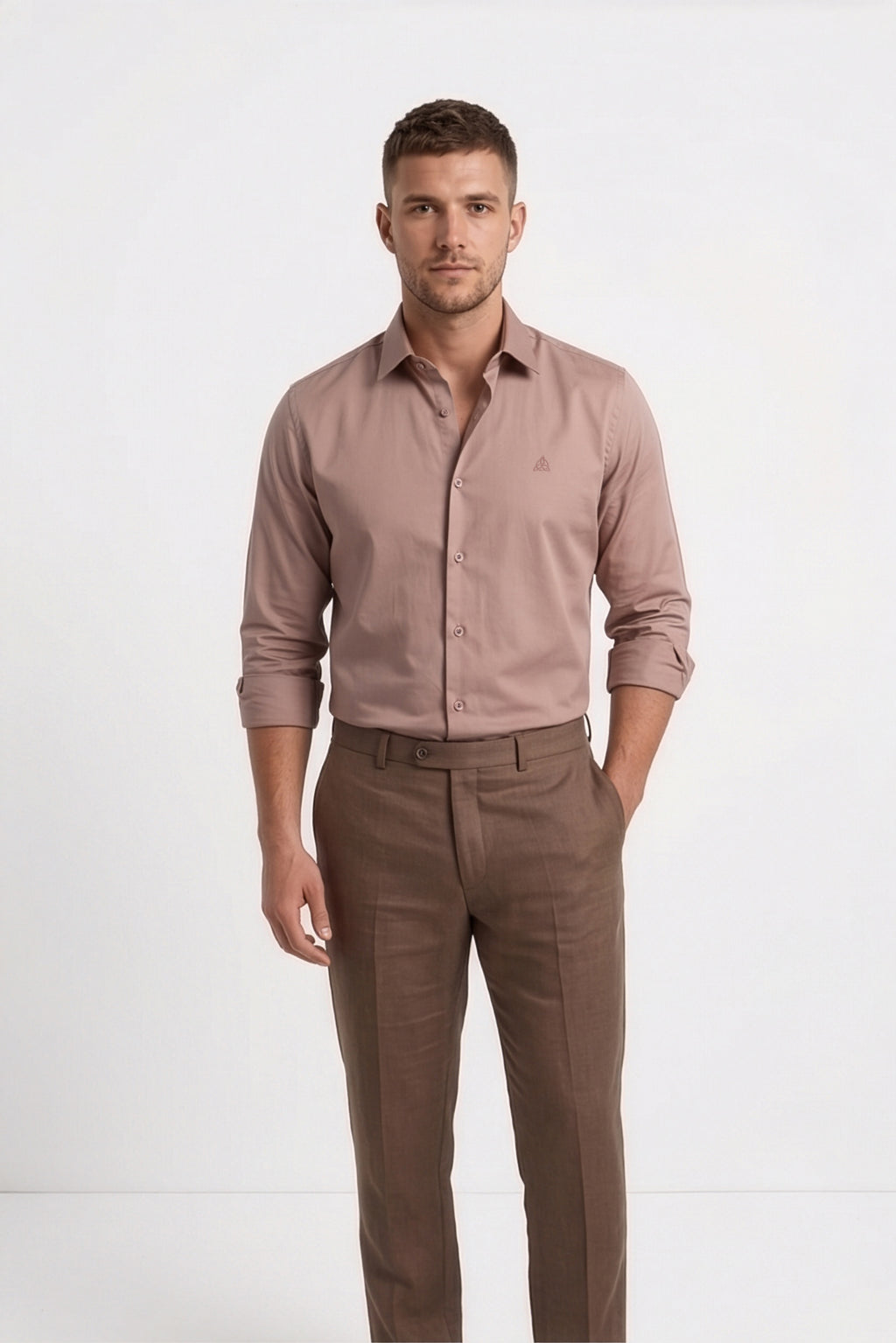 Paul Jones Men's Satin Casual Shirt Mocha