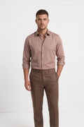 Paul Jones Men's Satin Casual Shirt Mocha