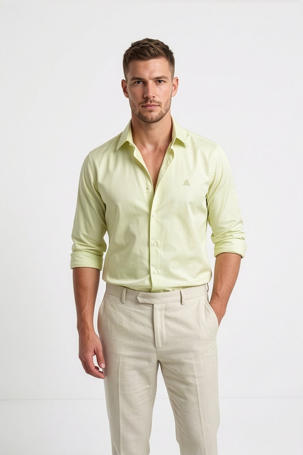 Paul Jones Men's Satin Casual Shirt Lime