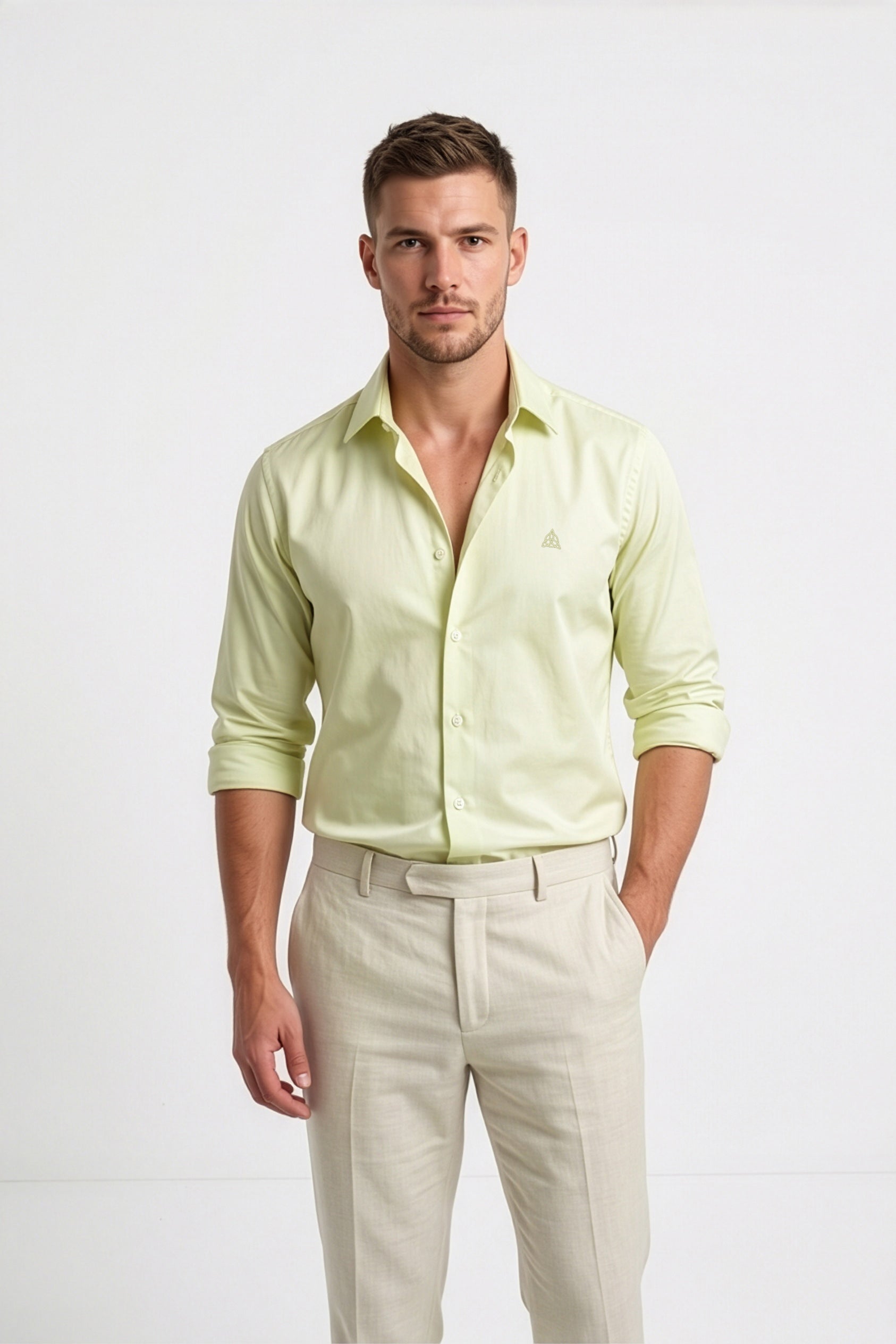 Paul Jones Men's Satin Casual Shirt Lime