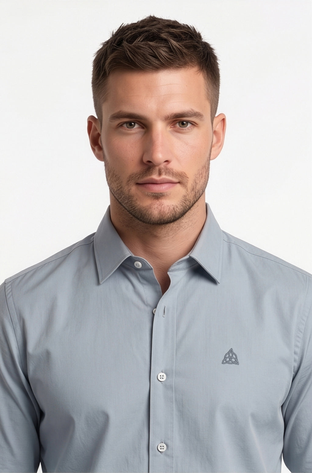 Paul Jones Men's Satin Casual Shirt Steel Blue