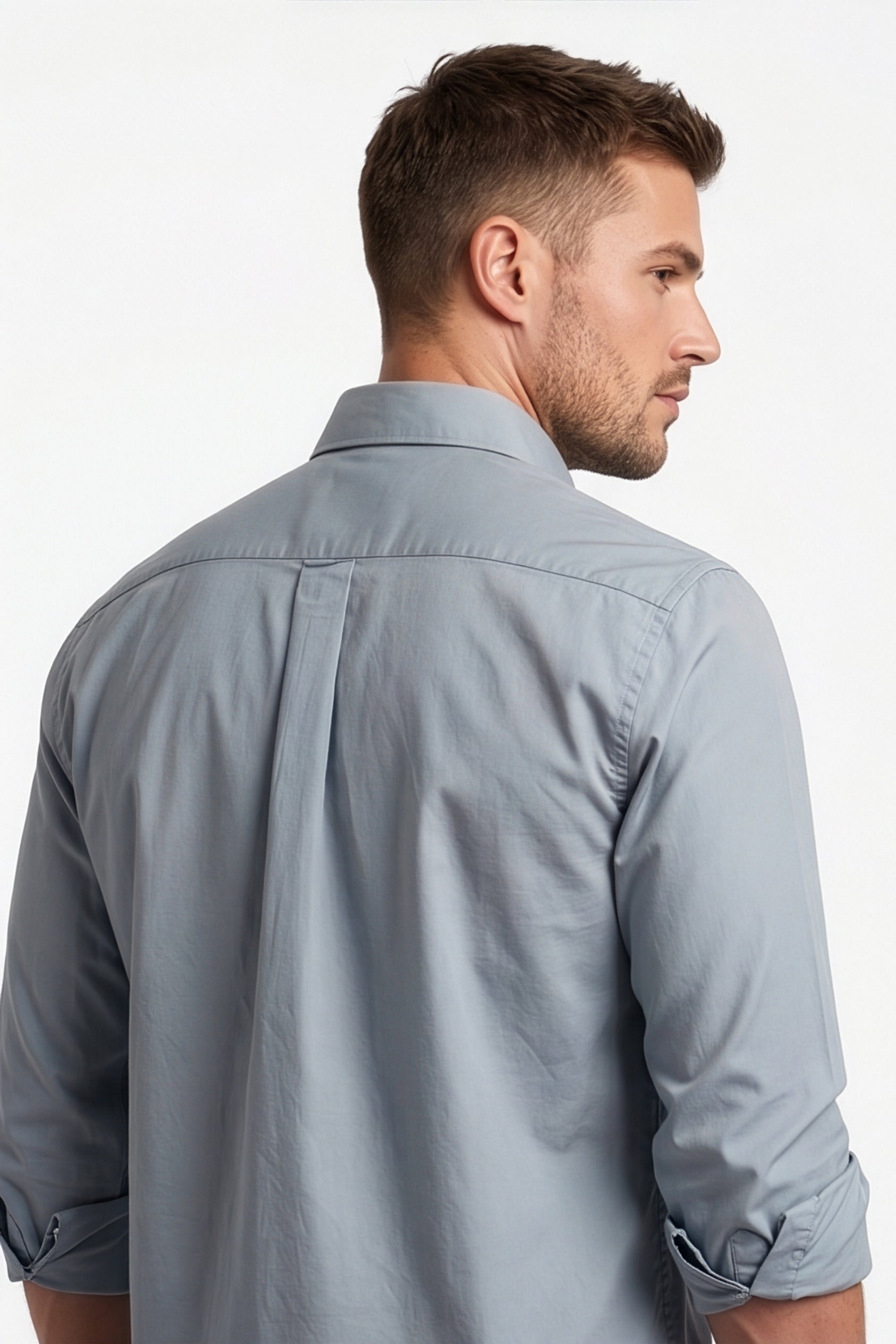 Paul Jones Men's Satin Casual Shirt Steel Blue