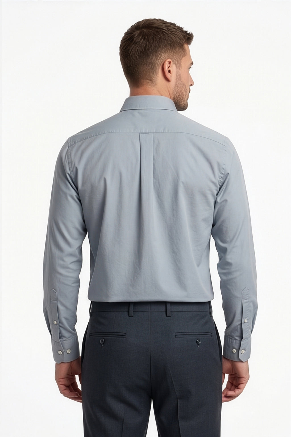 Paul Jones Men's Satin Casual Shirt Steel Blue