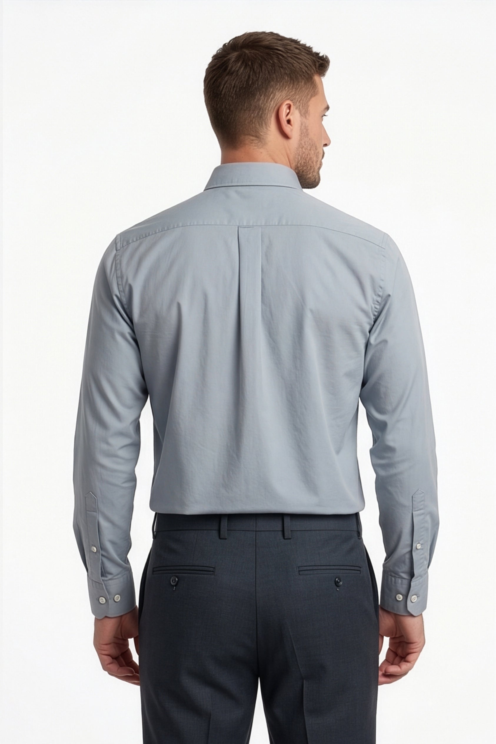 Paul Jones Men's Satin Casual Shirt Steel Blue