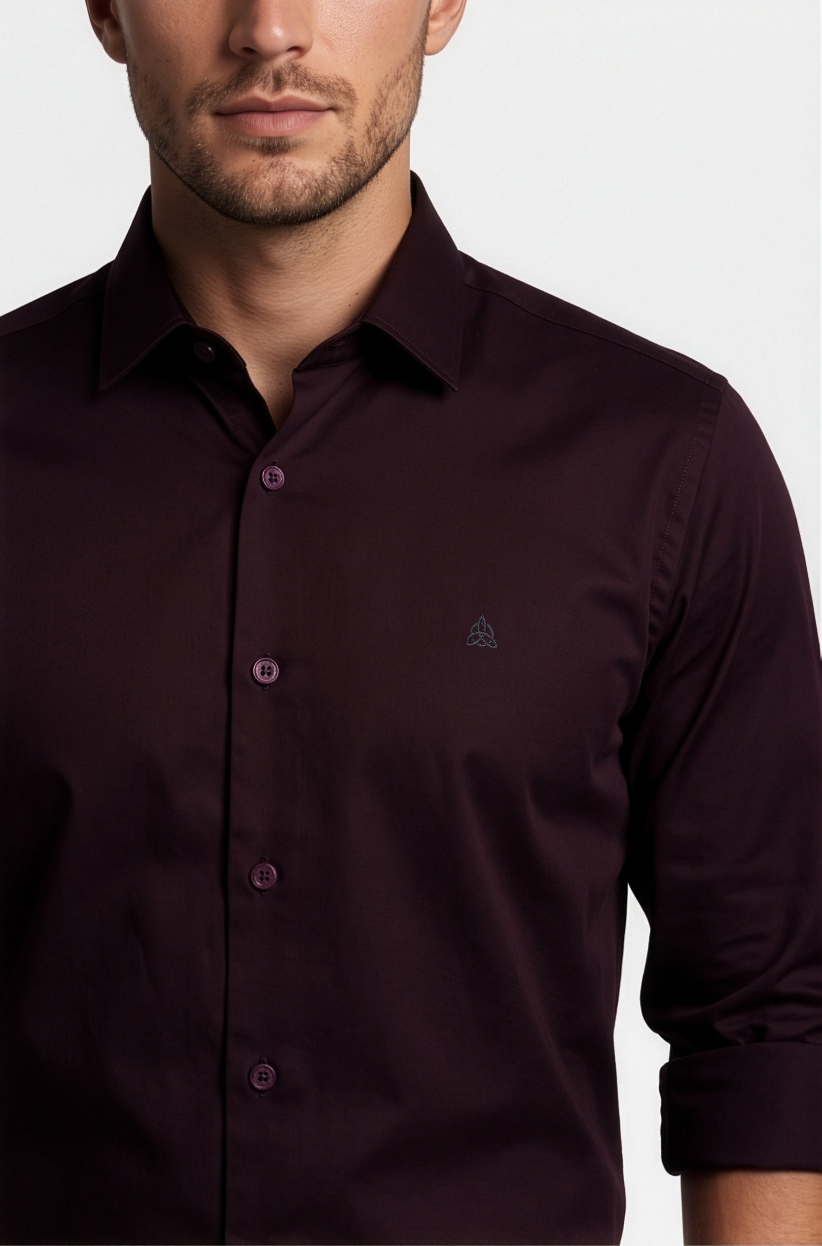 Paul Jones Men's Satin Casual Shirt Burgundy