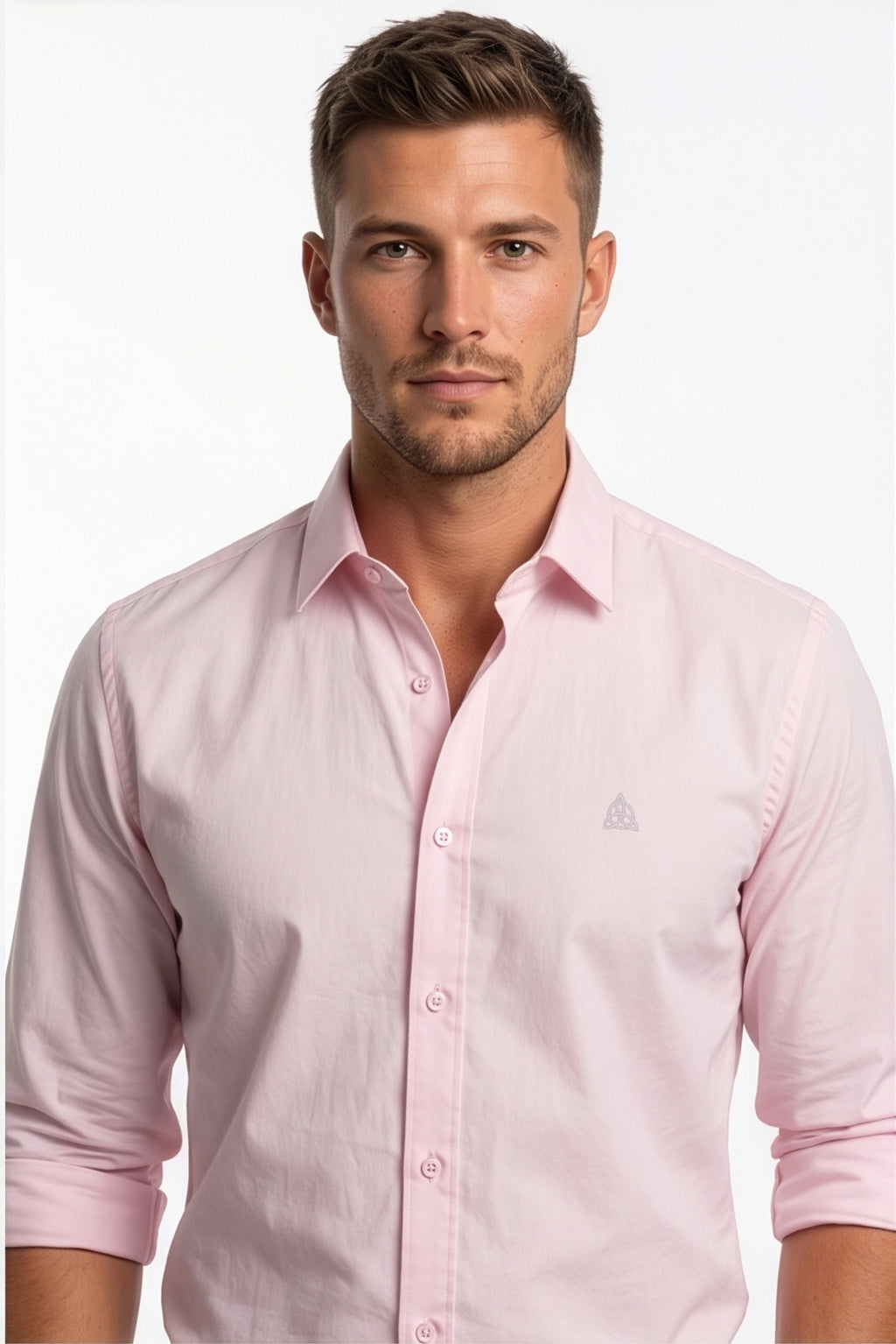 Paul Jones Men's Satin Casual Shirt Baby Pink