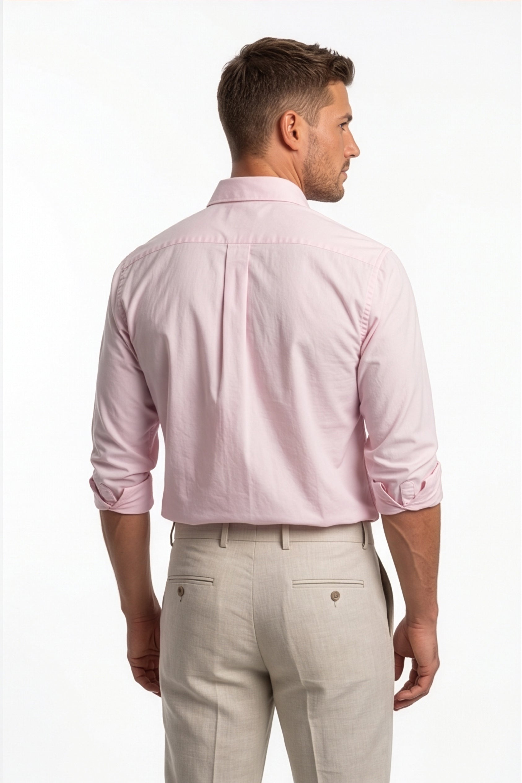 Paul Jones Men's Satin Casual Shirt Baby Pink