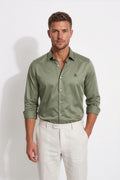 Paul Jones Men's Satin Casual Shirt Sage Olive