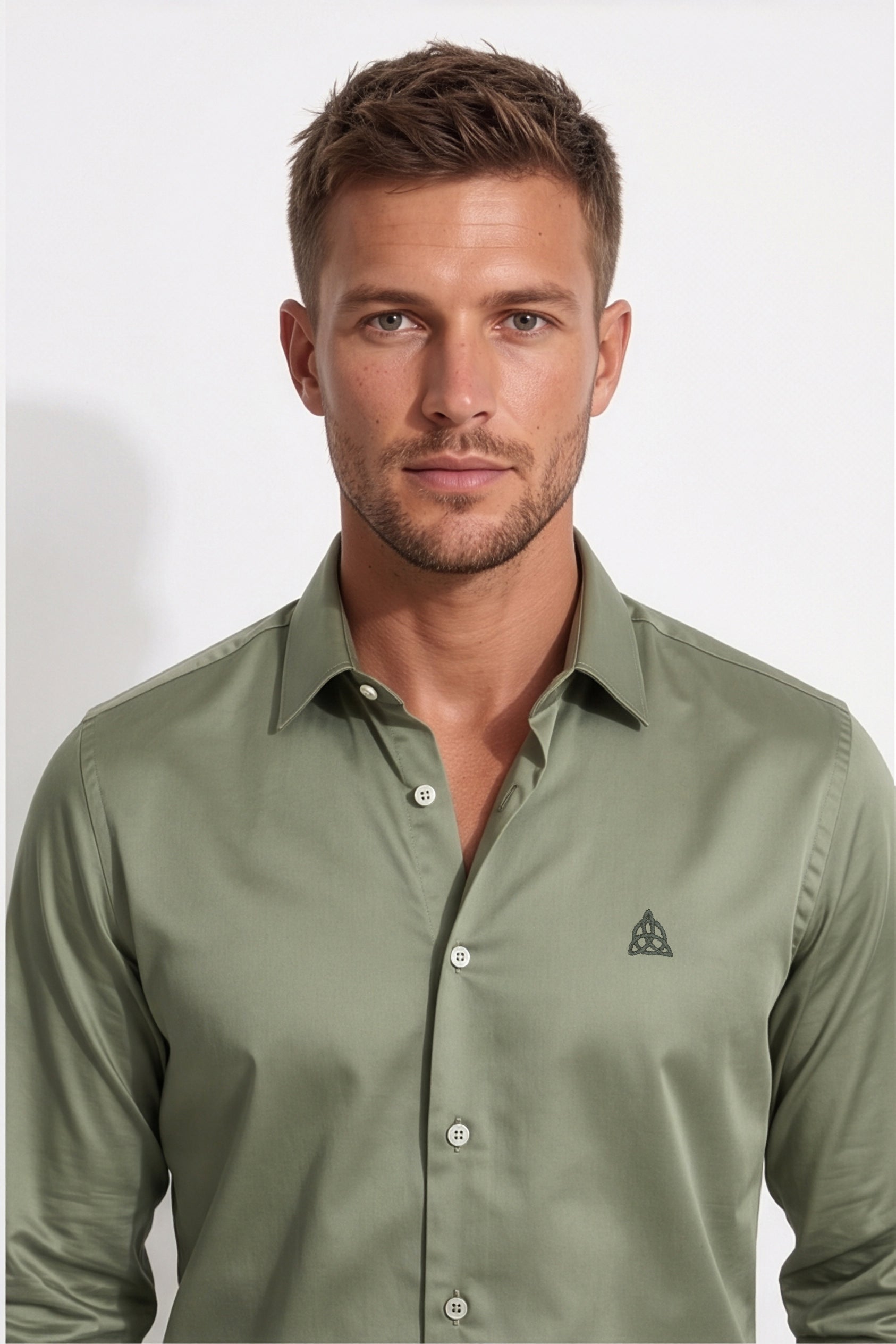 Paul Jones Men's Satin Casual Shirt Sage Olive