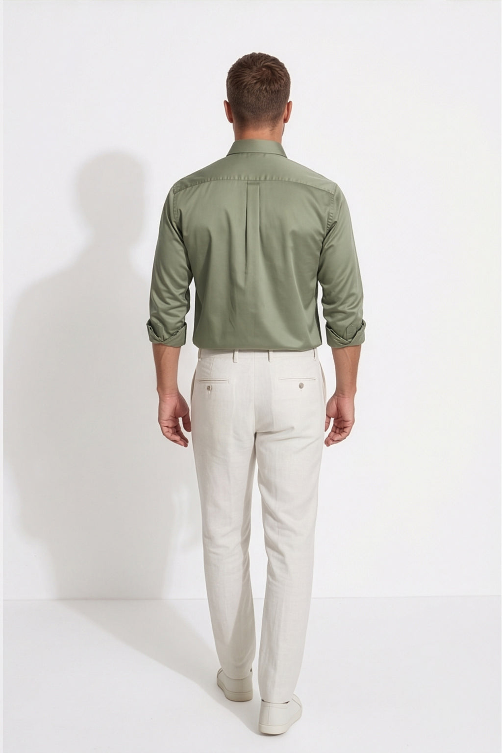 Paul Jones Men's Satin Casual Shirt Sage Olive