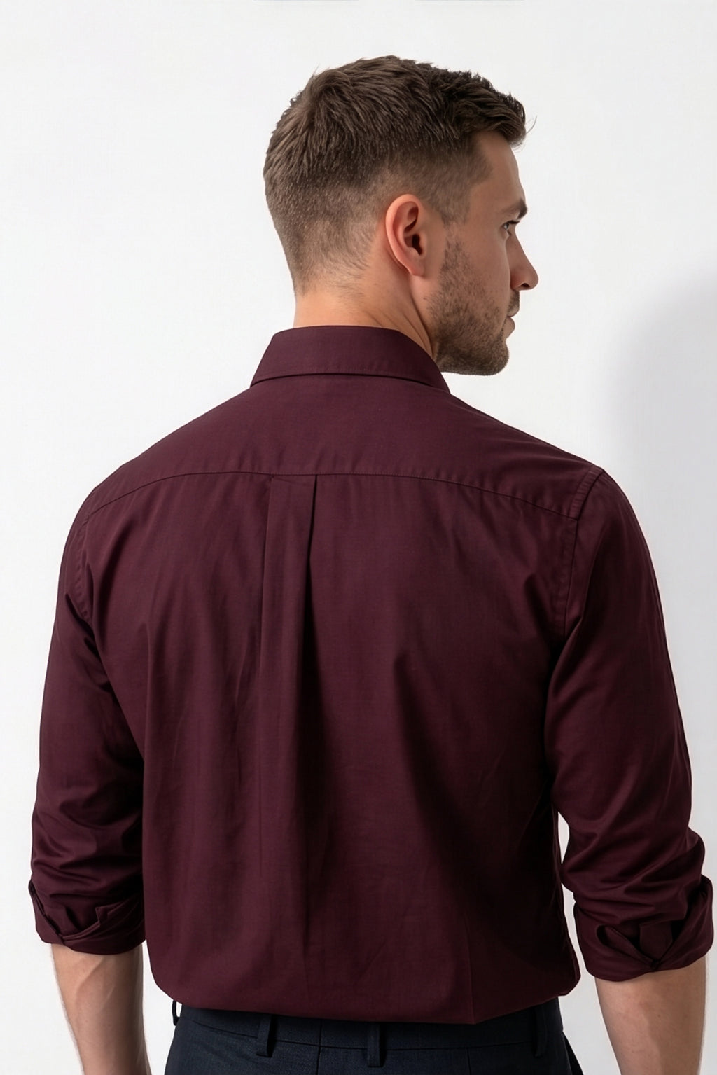 Paul Jones Men's Satin Casual Shirt Wine