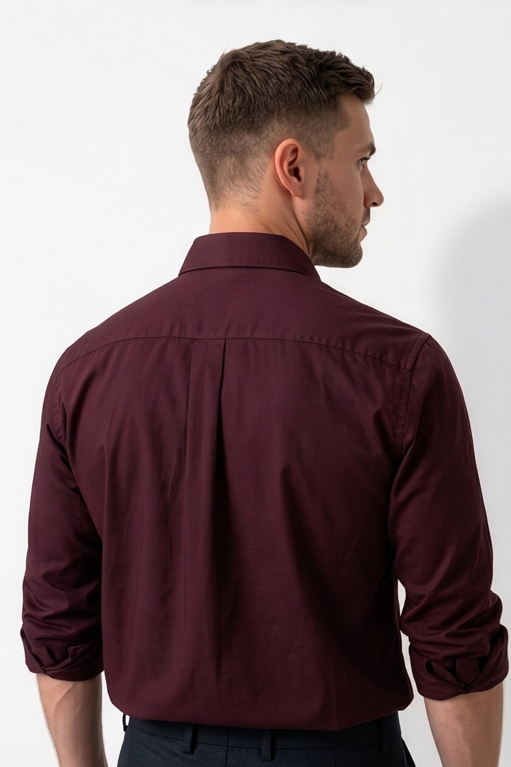 Paul Jones Men's Satin Casual Shirt Wine