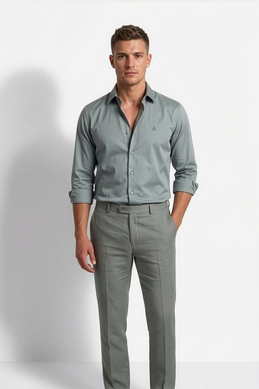Paul Jones Men's Satin Casual Shirt Slate Grey