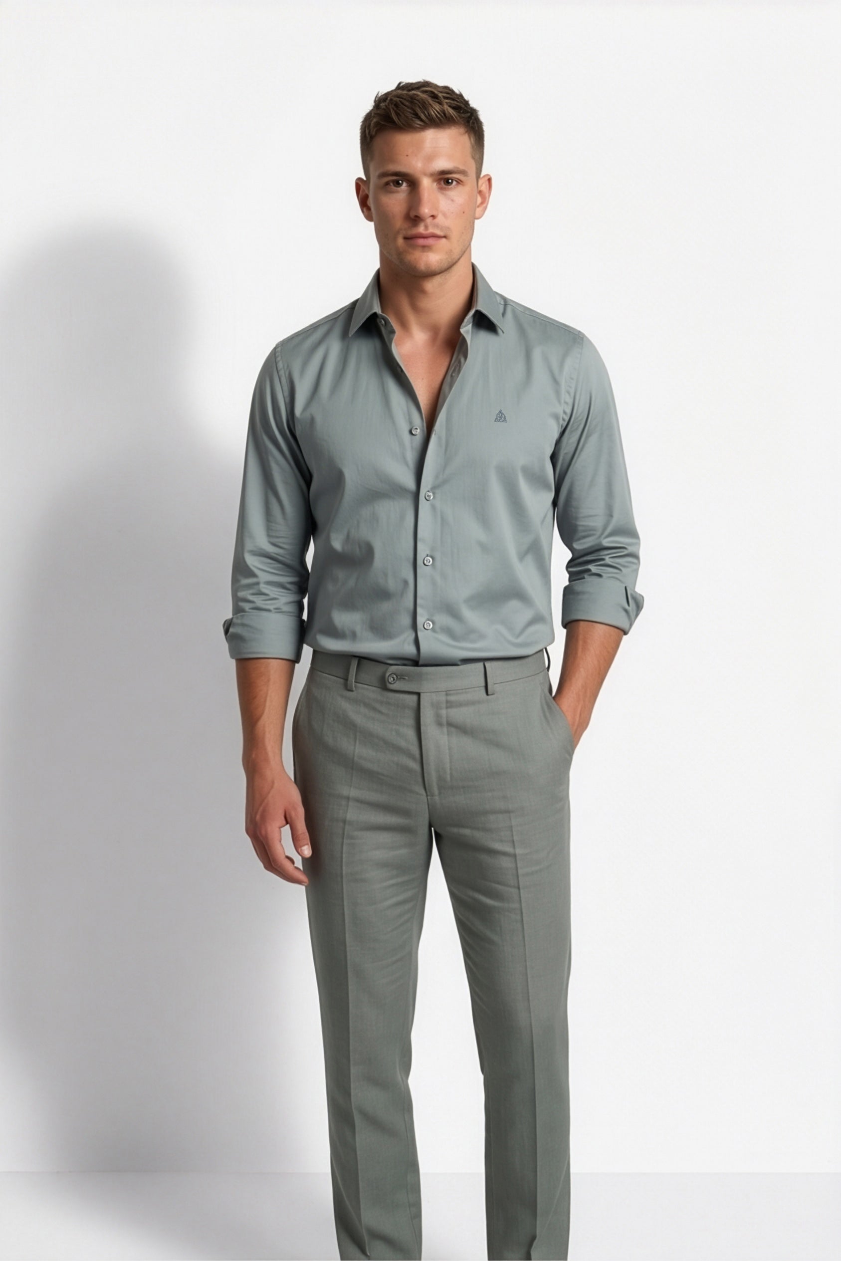 Paul Jones Men's Satin Casual Shirt Slate Grey