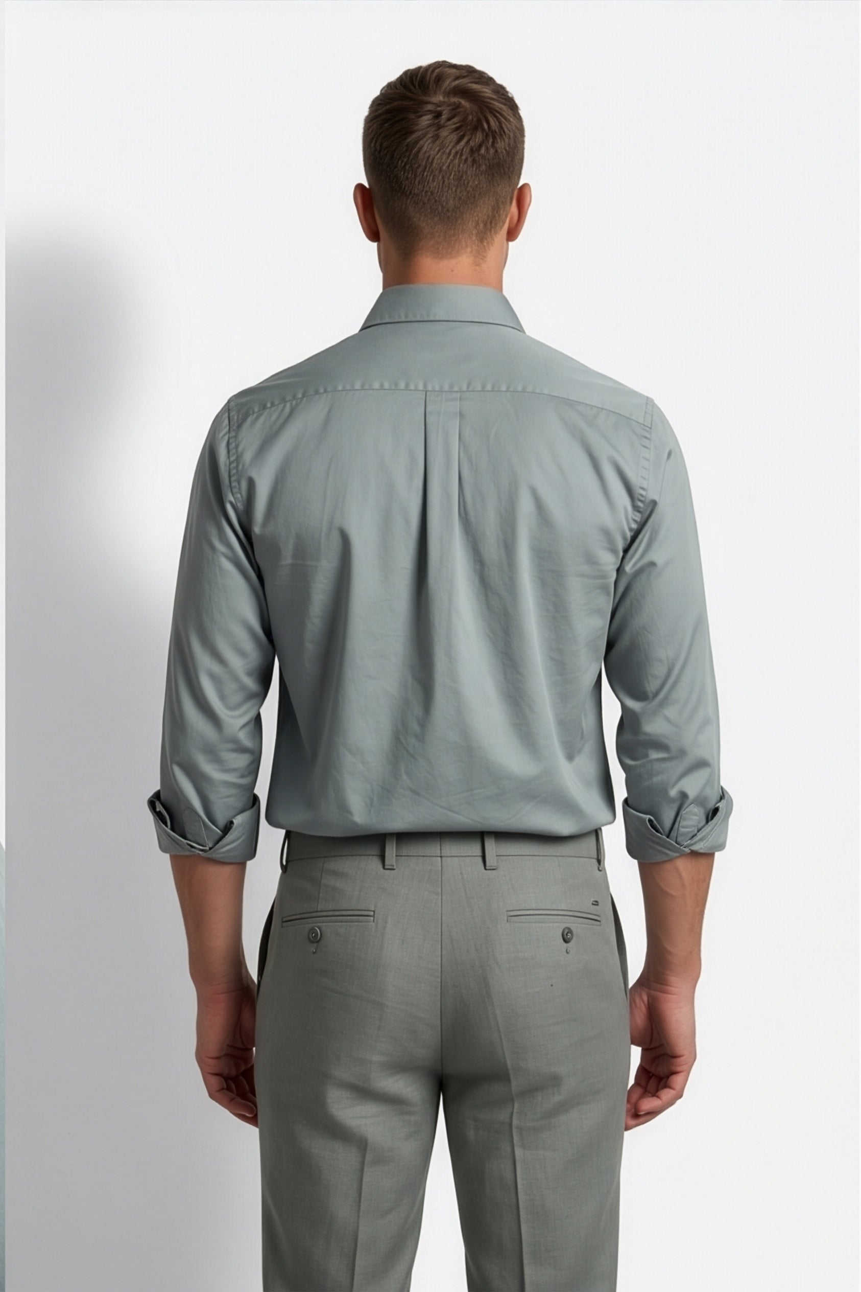 Paul Jones Men's Satin Casual Shirt Slate Grey